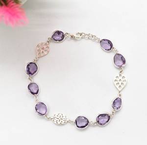 Pulsera de amatista de plata de ley 925, joyería de piedras preciosas naturales para mujer, piedra de nacimiento de febrero, pulsera elegante - Product Image 2