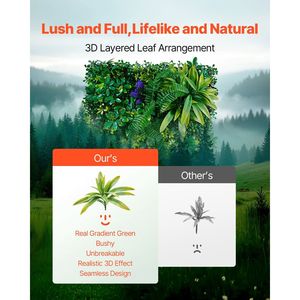 8 Pannelli 3D da 20 x 20 Pollici per Pareti Interne/Esterne, in Erba Artificiale, Pannello Decorativo Verde Bosso ed Edera - Product Image 2