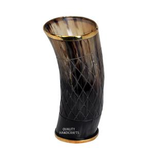Corne à boire Viking artisanale de qualité en corne naturelle, 200-250 ml, 6 pouces, vintage, cadeau d'affaires, compatible lave-vaisselle, pour boissons froides - Product Image 3