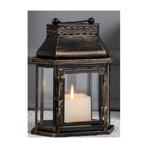 Lanterne marocaine en métal noir, lanterne décorative de table, porte-bougie, lampe pour mariage, décoration de Noël, centre de table - Product Image 5