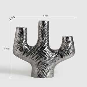 Support de bougie en aluminium martelé nickelé à 3 bras, personnalisable pour la décoration de la maison et de mariage, écologique et durable - Product Image 5