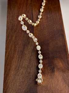 Pulsera de tenis con diamantes de moissanita VVS1 de corte ovalado y redondo para mujer, de plata 925 chapada en oro fino, regalo de aniversario para esposas - Product Image 2