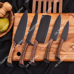 Juego de Cuchillos de Chef Profesionales Hechos a Mano de Acero Inoxidable con Recubrimiento de Polvo Negro, Mango Ergonómico de Madera de Palisandro Natural, Afilado Extremo, OEM/OBM, MOQ Bajo - Product Image 6