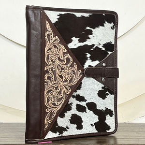 Nouvelle arrivée : Porte-documents en cuir de vachette fait main avec motif floral, étui à documents de qualité supérieure, couverture de classeur professionnel - Product Image 3
