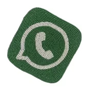 CRYSTAL CRAFT Find similar icon Jaunty Tri-Color Glass <b>Beads</b> & Fabric Round Hand Embroidered Premium Quality Beaded Coaster <b>Set</b> - Product Image 2