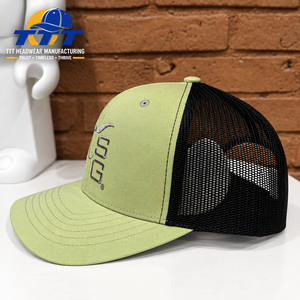 Custom 6 Panel Mesh Trucker <b>Hat</b> Embroidery Logo Snapback Lime <b>Green</b> Vietnam Manufacturer OEM ODM Wholesale Trucker Cap Factory - Product Image 3