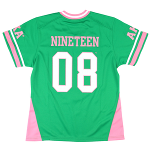 AKA 1908 Black Football Jersey Women Chenille Embroidery Greek Sorority Apparel Short Sleeve Sport Style Shirt Premium Fit - Product Image 2