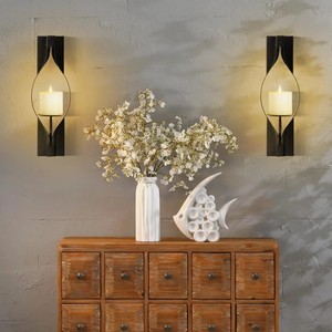 Ensemble de appliques murales en métal noir luxueuses, design sculpté élégant, construction durable, éclat ambiant chaleureux pour une décoration intérieure élégante - Product Image 2