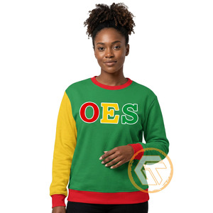 Sweat-shirt en molleton à col rond pour femme OES Sister, manches longues, en coton tricoté, avec broderie et imprimé lettres sur le devant, design automne - Product Image 1
