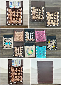 ที่ใส่บัตรหนังวัวแท้แบบสั่งทำพิเศษสำหรับ OEM  งานแฮนด์เมด  ลายตะวันตก  ทรงบาง  ทนทาน  ใส่บัตรเครดิตและบัตรประจำตัวได้  สำหรับทุกเพศ - Product Image 3