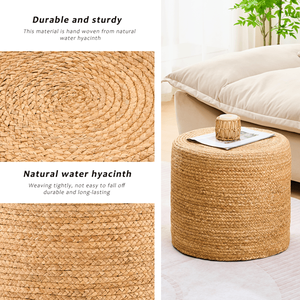 Handmade Natural Water Hyacinth Woven Footstool <b>Comfortable</b> Ottoman for Home Decor and Seating - Product Image 3