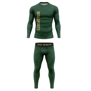 ชุดเสื้อแขนยาวและกางเกงเลกกิ้งสำหรับออกกำลังกาย Forest Green Active Performance Training สำหรับผู้ชาย ชุดออกกำลังกายแบบรัดรูป เหมาะสำหรับฟิตเนส ยิม และกีฬา - Product Image 1
