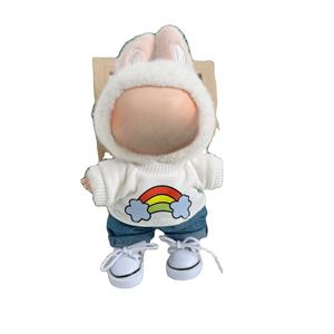 Set de Juguetes DIY para Muñeca de Peluche de 17 cm, Ropa Unisex de Algodón con Camiseta de Manga Corta, Sombrero de <span class=keywords><strong>Pescador</strong></span> y Jeans - Línea de Moda - Product Image 5