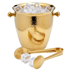 Ensemble de seau à glace à double paroi en acier inoxydable martelé de qualité supérieure avec couvercle et pince, refroidisseur de vin et de champagne isolé, accessoires de bar - Product Image 3