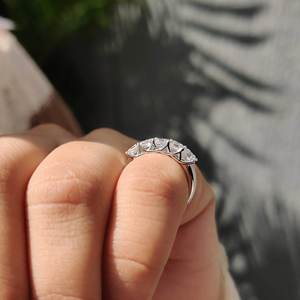 925 Sterling <b>Silver</b> <b>Emerald</b> Cut Moissanite Eternity Band | VVS Wedding <b>Ring</b> for Women - Product Image 3