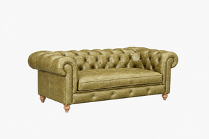 Genuine Leather Chesterfield <b>Sofa</b> Three Seat Tufted Back Rolled Arms Wood <b>Legs</b> Traditional Style Living Room <b>Sofa</b> Leather <b>Sofa</b> - Product Image 4