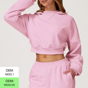 Customize Logo Winter Women Plus Size Streetwear <b>Hooded</b> Short Crop Top <b>Zip</b>-Up Pullover Hoodies - Product Image 4