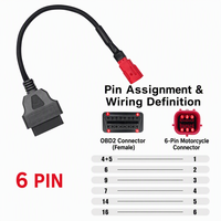 Cable Adaptador de Diagnóstico para Motocicleta OBD2, Conector Hembra de 16 Pines a Conector de 6 Pines para Lector de Códigos, 12V 24V, Venta en Paquete OBD2