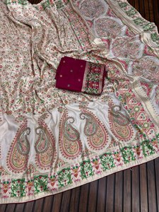 Sari tradicional indio de algodón con estampado floral y paisley, diseño reversible para mujeres, ropa de boda. - Product Image 2