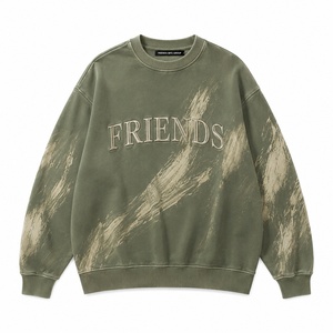 Sudadera de cuello redondo, corte regular, con estampado de letras, 100% algodón, informal, jersey de punto para otoño, sudadera con capucha para hombre - Product Image 1