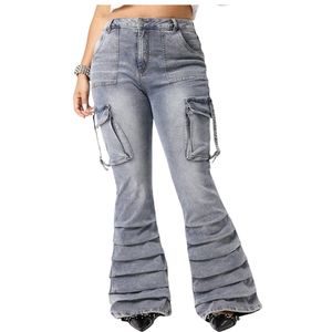 Vaqueros Anchos Personalizados con Bordado de Tigre para Mujer, Pantalones de Mezclilla de Pierna Ancha, Estilo Vintage Urbano, Moda OEM ODM al por Mayor - Product Image 3
