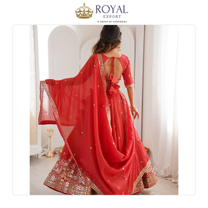 Hermosa Colección de Ropa de Boda de Diseño, Ropa India de Seda Pesada con Trabajo de Hilo y Lentejuelas, Lehenga Choli - Product Image 6