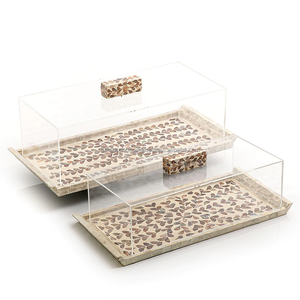 Plateau de service incrusté de perles, pour le Ramadan, avec couverture en acrylique, joli design en mosaïque, plateau au chocolat - Product Image 2