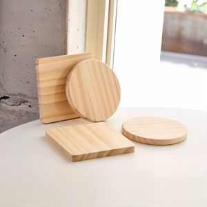 Custom <b>Pine</b> Wood Coasters Set Round and Square, Splinter-Free Heat-Resistant Cup Mats for Tea Mugs, <b>Coffee</b> <b>Table</b> Protection - Product Image 6