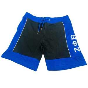 Shorts en polaire Zeta Phi Beta unisexe, bleu et noir, décontractés, avec cordon de serrage à la taille, style streetwear de la sororité grecque, confortables pour l'été - Product Image 1
