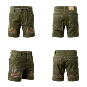 Pantalones Cortos Bávaros de Gamuza Verde Oliva Personalizados para Hombre, Pantalones Cortos de Cuero Tradicionales Bordados para Festivales, Fabricante OEM - Product Image 3