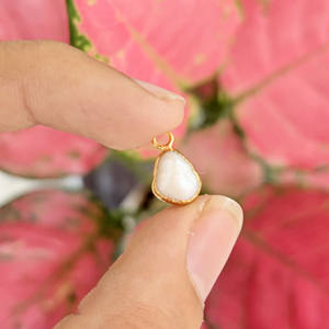 Pendentif en perle baroque d'eau douce, plaqué or, charme en perle naturelle, fournitures de fabrication de bijoux DIY pour collier et boucles d'oreilles - Product Image 6