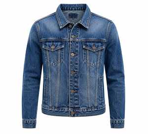 Veste en jean élégante pour homme, col montant, imperméable, respirante, coupe-vent, écologique, réversible, style streetwear décontracté - Product Image 1