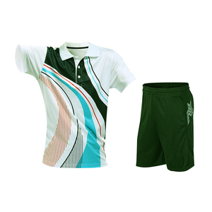 Men's <b>White</b> <b>Polo</b> Shirt With Black Trim And Tie-Dye Shorts Set Moisture Wicking Polyester Summer Sportswear For Adults - Product Image 5