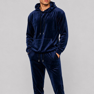 Mens Velvet Tracksuit Set 2 Piece Sweatsuits Outfits Long Sleeve Velour <b>Hoodies</b> and Sweatpants Sets Sports Suits - Product Image 3