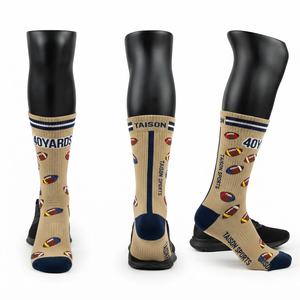 Men American Football <b>Socks</b> 320 GSM <b>Wool</b>/Spandex Olive White Cushioned Custom Knitted Logo Crew Quick Dry Breathable - Product Image 4
