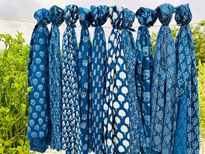 100% Pure Cotton <b>Sarong</b> Custom Indigo Floral Block Printed Wrap for Beach Vacation or Spa Use 1 Piece - Product Image 1