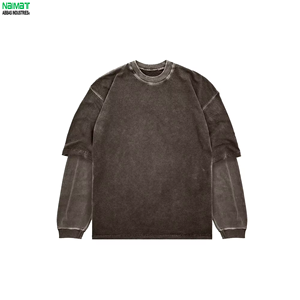 Camiseta de Manga Corta con Cuello Redondo, Doble Capa, Estilo Vintage, Corte Holgado, Secado Rápido, para Uso Diario, Comodidad Duradera - Product Image 2