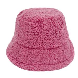 SIDDIQUI HOSINEX Women Adult Faux Fur Solid Laminated Casual Plush Dyed Washed Ripped Warm Bow Bucket Hat - Product Image 1