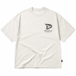 T-shirt à manches courtes surdimensionné pour homme DRAVELLE INDUSTRY, col rond, jersey de coton, streetwear décontracté, logo imprimé sur la manche gauche - Product Image 1