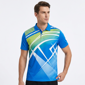 <b>Men's</b> Short Sleeve Polo Shirt Geometric Print Blue Yellow Green Quick Dry Knitted Polyester Sporty Regular Fit - Product Image 3