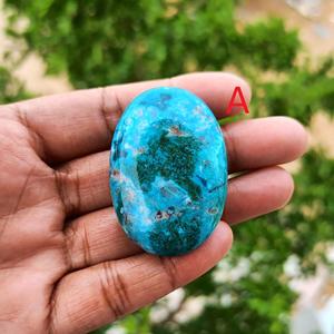 Pierre de palmier ovale en chrysocolle naturelle polie, cristal de guérison, Reiki, méditation, énergie d'amour, décoration religieuse, vente en gros Feng - Product Image 6