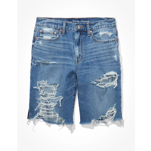 Shorts en jean déchirés taille haute pour femme, style décontracté, en vente - Product Image 1