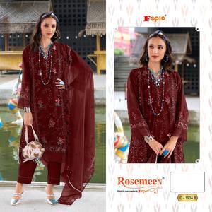 Bas Santoon lourd et terne élégant brodé en organza Shalwar Kameez et Dupatta pour les fêtes exigeantes spéciales Eid - Product Image 2