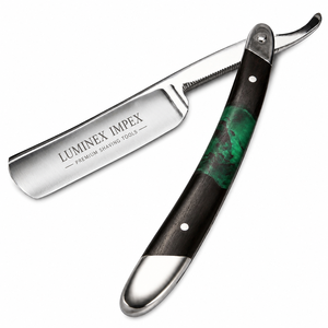 Navaja de Afeitar Recta Vintage Luminex Impex con Mango de Concha de Abulón y Acero al Carbono, Lista para Usar en Barberías y Salones - Product Image 1