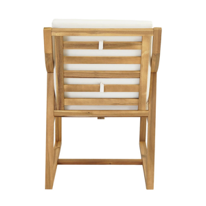 Ensemble de table à manger d'extérieur moderne avec chaises rembourrées, finition teck, meubles de jardin - Product Image 4