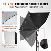 Kit Pencahayaan Softbox Plastik 16 X 16 Inci yang Dapat Disesuaikan 3000-6500K Bertenaga AC untuk Pemotretan Fotografi