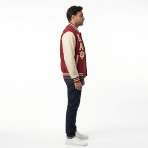 Blouson universitaire de luxe pour homme en laine méltone 550 GSM avec manches en cuir, personnalisable en chenille, style streetwear, fermeture éclair, disponible en PU - Product Image 3