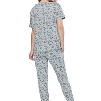 Conjunto de Pijama Sexy y Elegante de Manga Corta para Mujer, Estampado con Personajes, Tejido de Algodón, Cintura Elástica, Informal, para Verano y Otoño