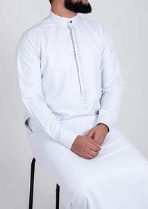 Vêtements ethniques élégants de haute qualité, vêtements musulmans, thawb coupe classique, blanc, thobes pour hommes, vêtements islamiques, taille personnalisée, faible MOQ - Product Image 5