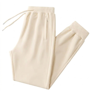 Pantalon de jogging en coton pour homme, taille élastique avec cordon de serrage, décontracté, respirant, poches latérales, tricoté pour l'automne - Product Image 5